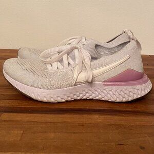 Nike Epic React Flyknit Woman's Size 7.5 White and Light Purple